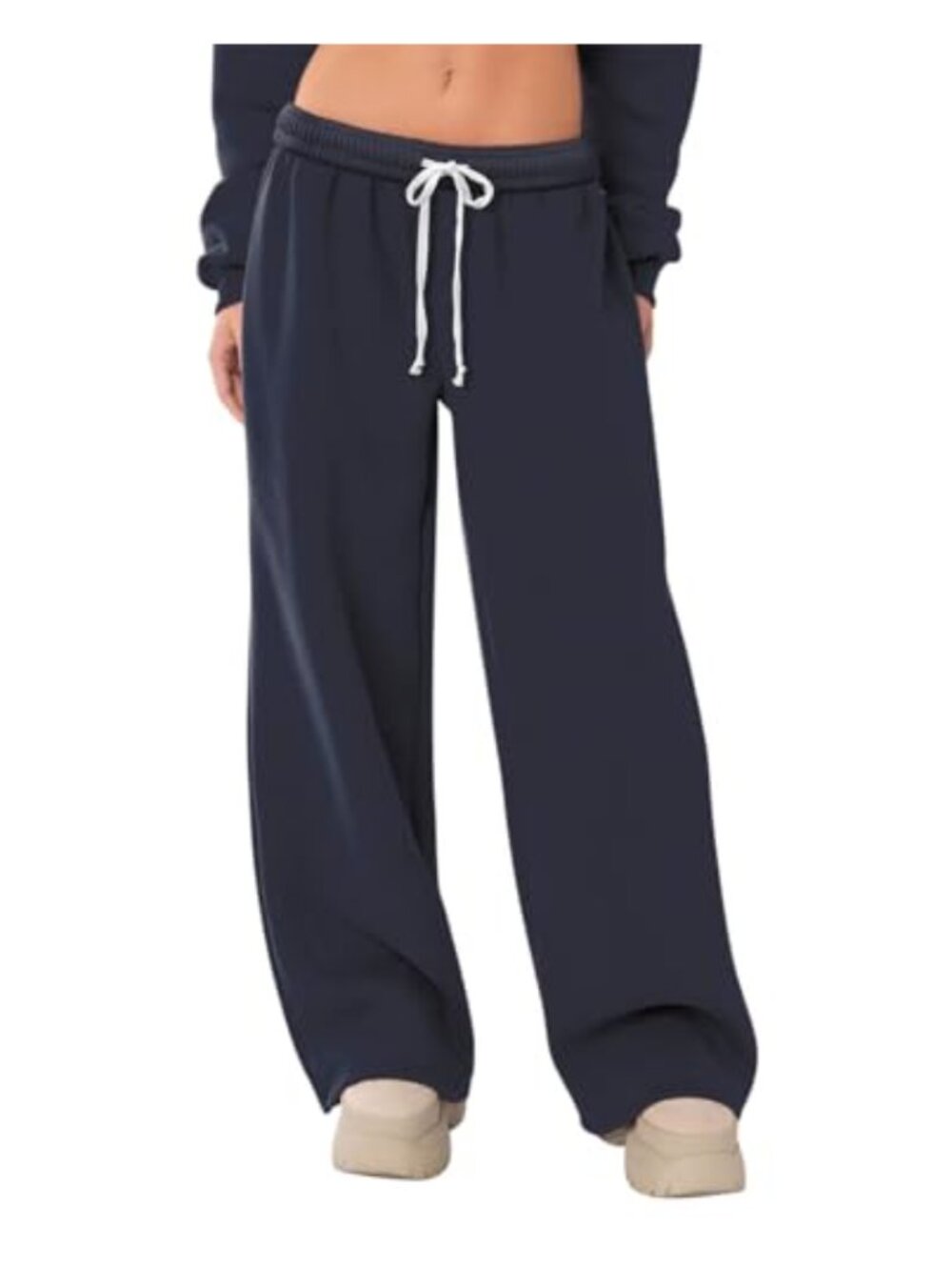 Fleece Lined Sweatpants Women Wide Leg Thermal Winter Warm with Pockets